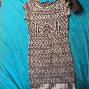 Gray Midi Sweater Dress w/ Infinity Scarf